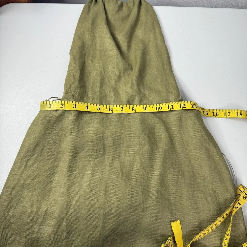 Reformation Dress Womens 6 Green Mini Sundress Halter Linen Lined Open Back‎ Tie